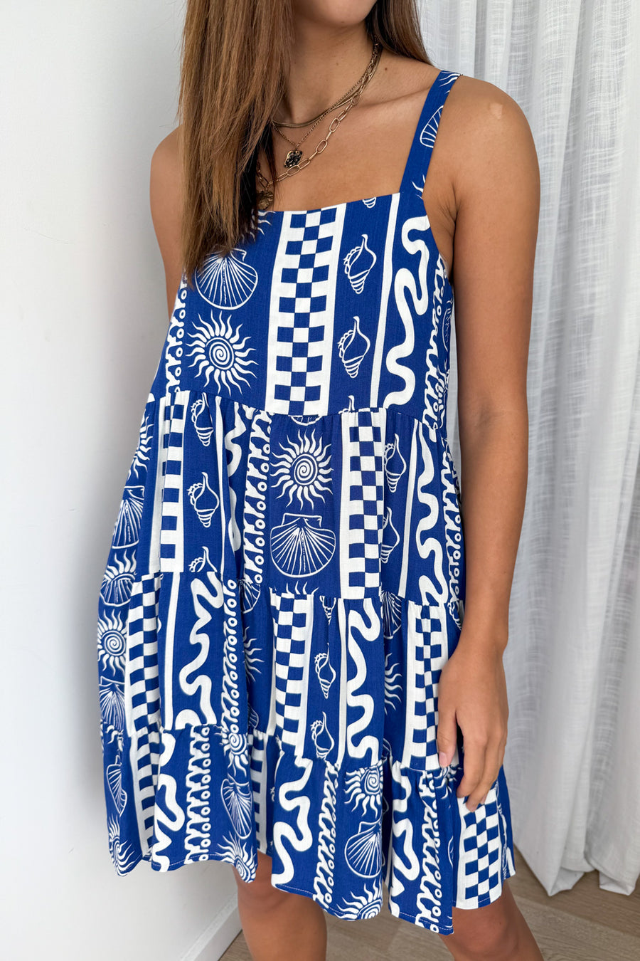 Blue White Print