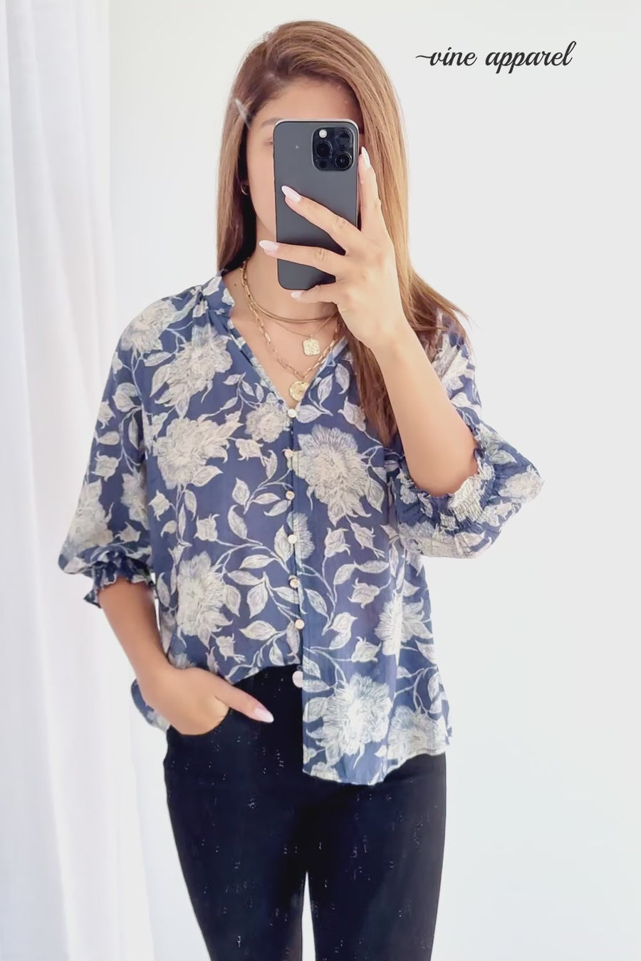Navy Cream Floral