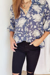 Navy Cream Floral