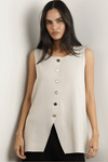 Alani Sleeveless Button Knit Vest Oatmeal