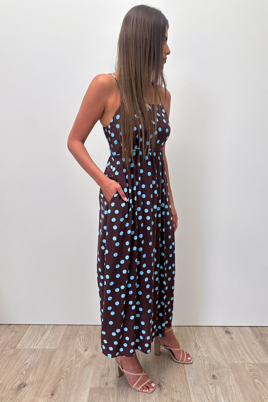 Chocolate Blue Polka Dot