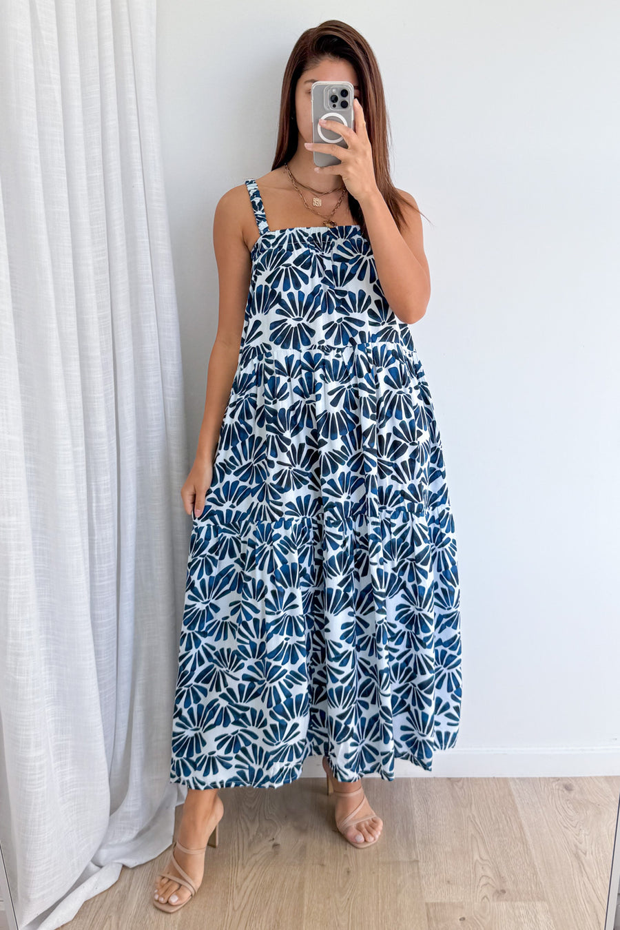 Navy White Print