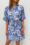White Blue Floral