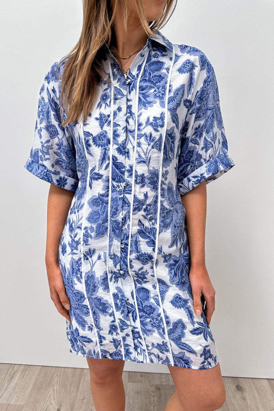 White Blue Floral