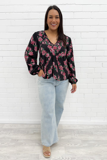 Black Pink Floral: ash