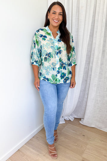 Green Blue Floral: ash