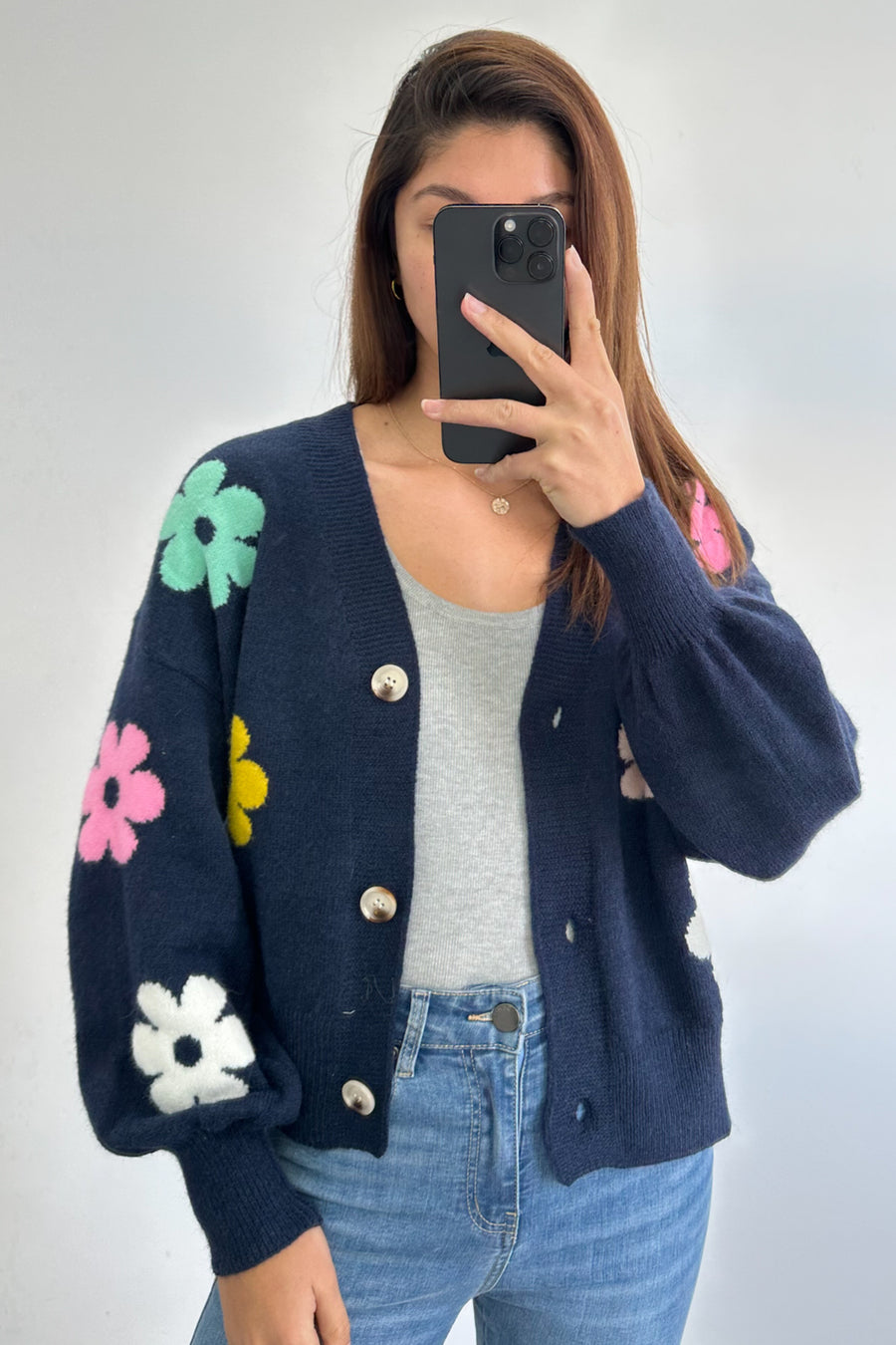 Navy Multi Flower