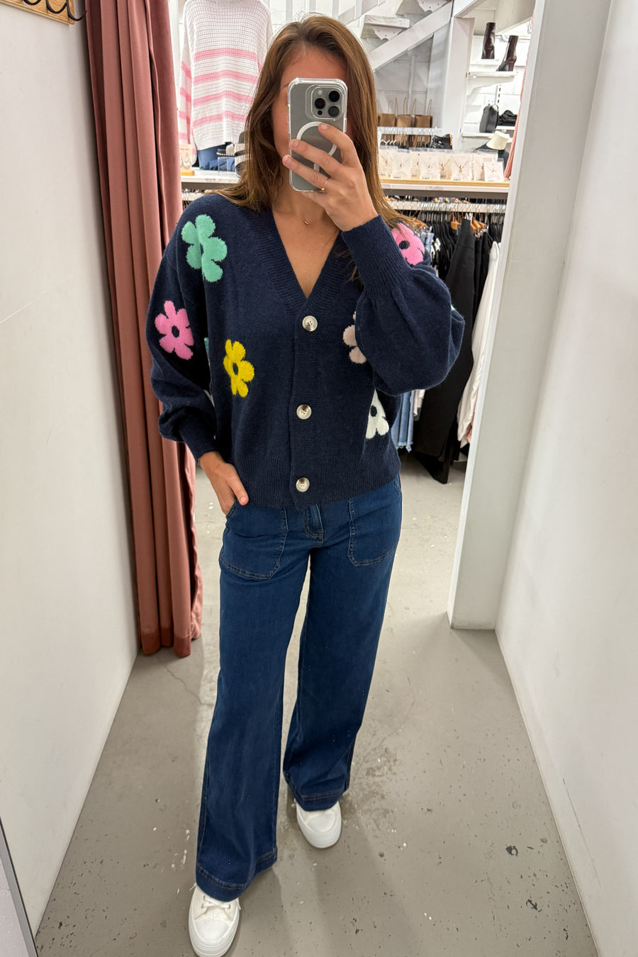 Navy Multi Flower