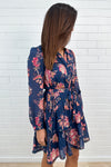 Navy Peach Floral