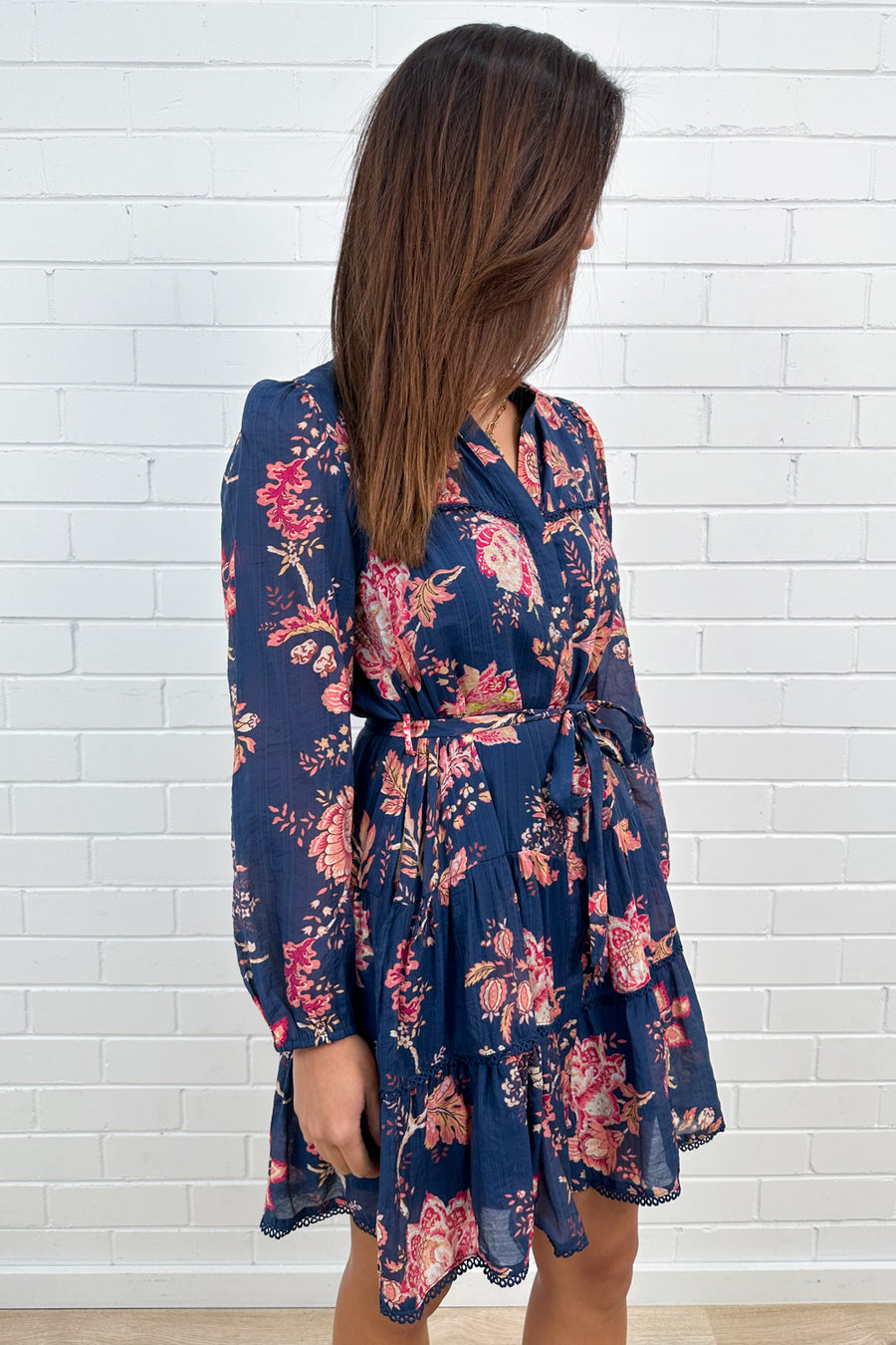 Navy Peach Floral