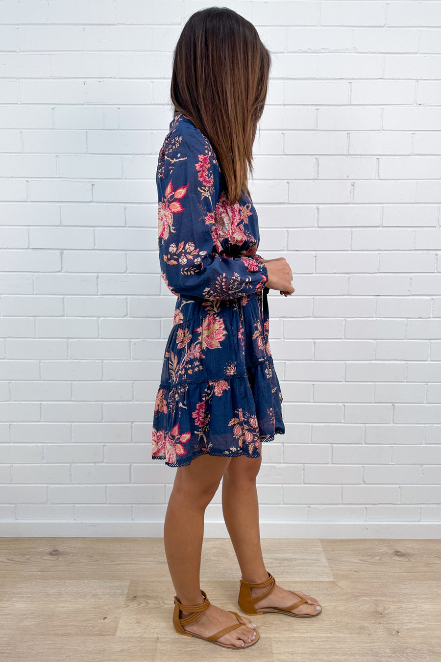 Navy Peach Floral