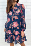 Navy Peach Floral