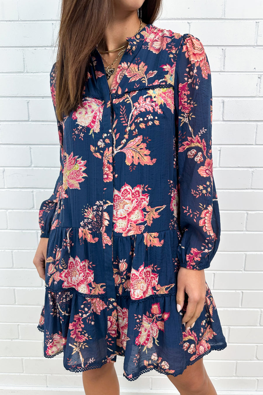 Navy Peach Floral