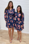 Navy Peach Floral