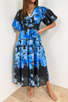 Black Blue Floral