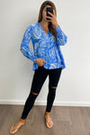 Blue Palm Print