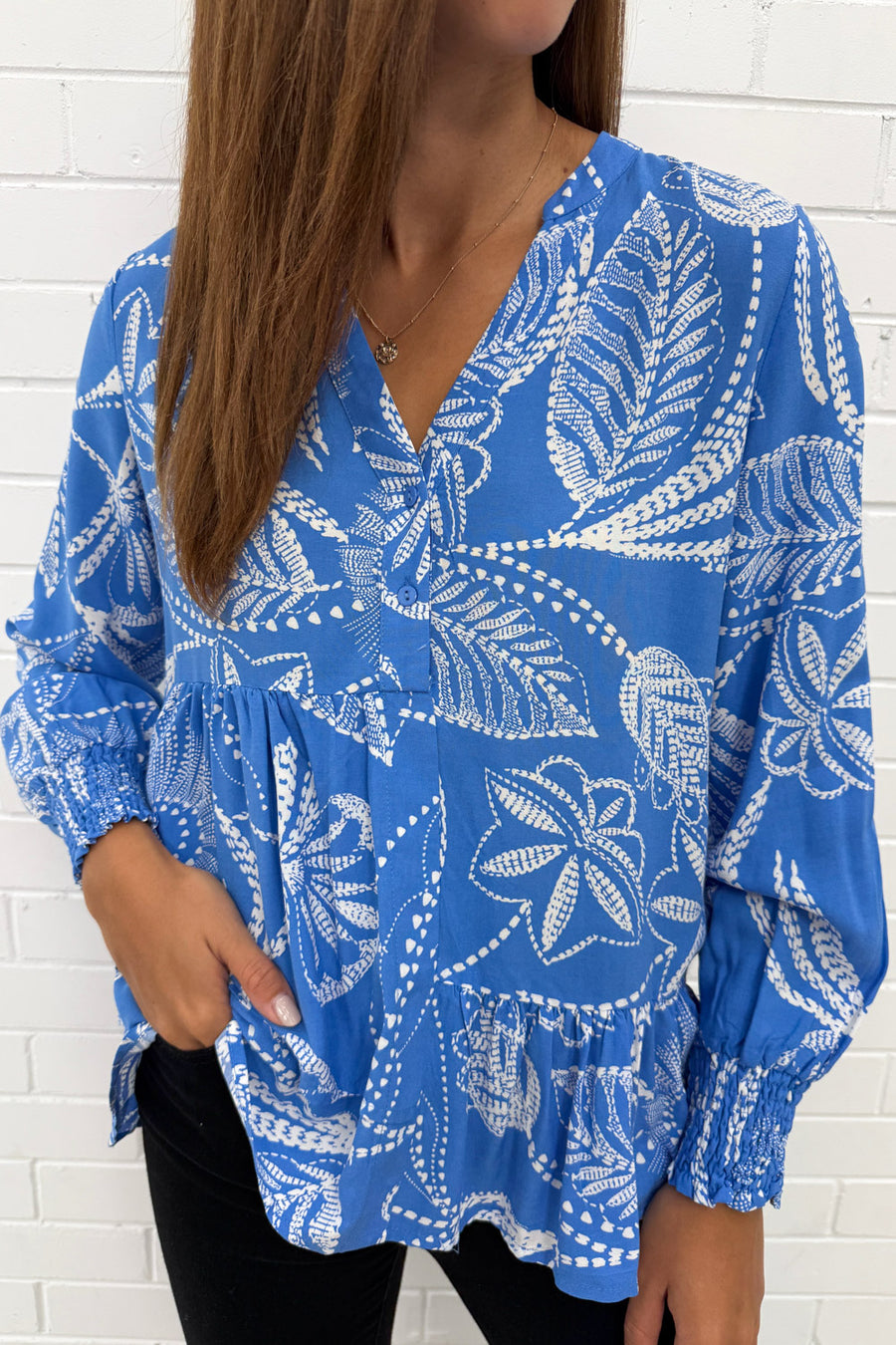 Blue Palm Print