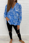 Blue Palm Print