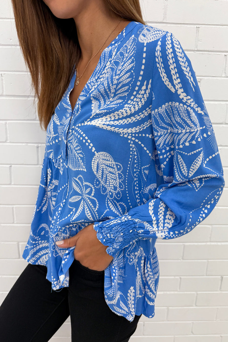 Blue Palm Print
