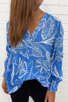 Blue Palm Print