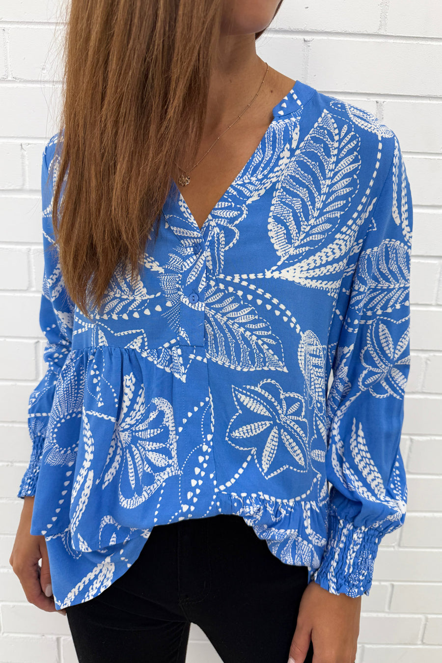 Blue Palm Print