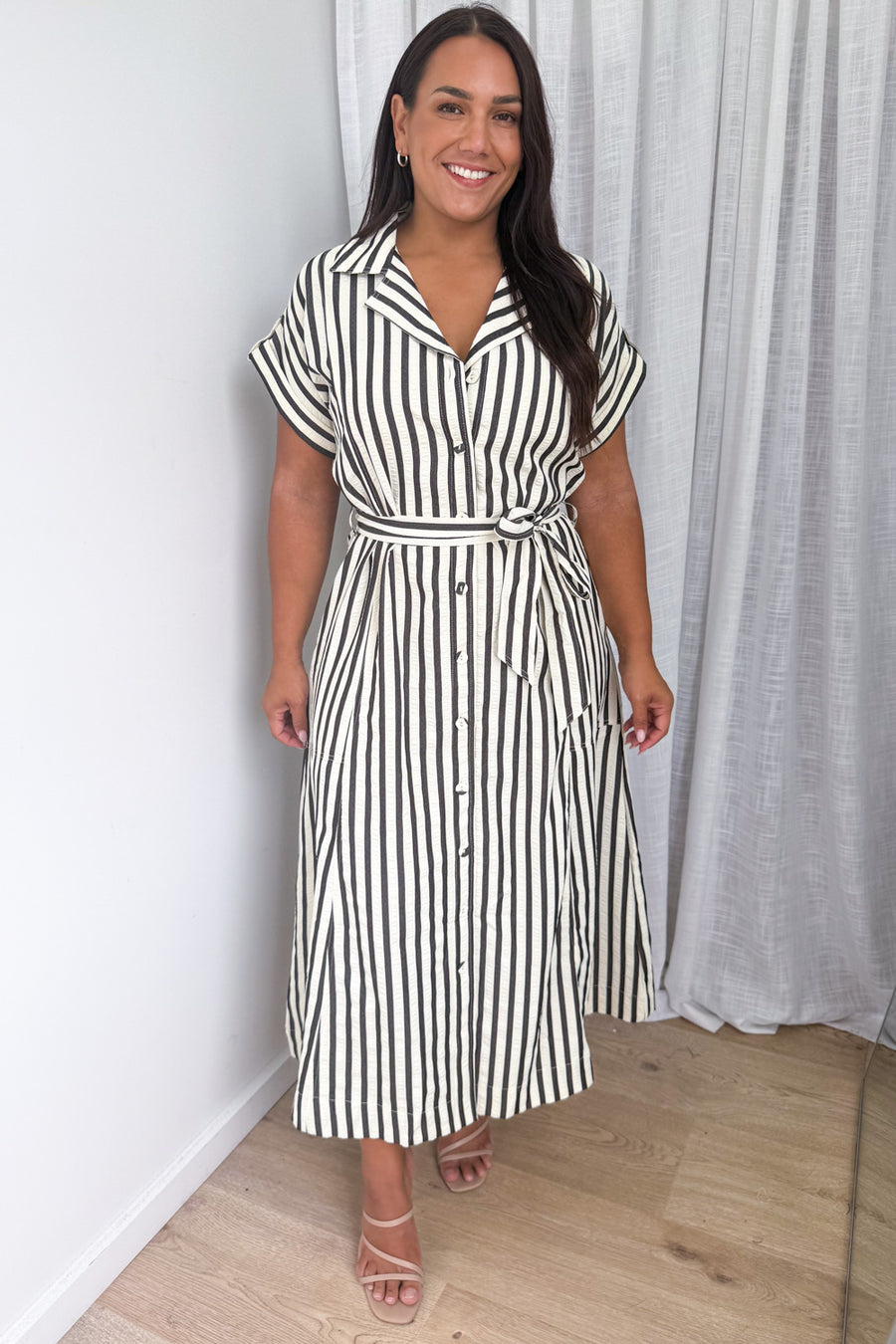 Cream Black Stripe