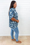 Navy White Print