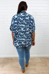Navy White Print