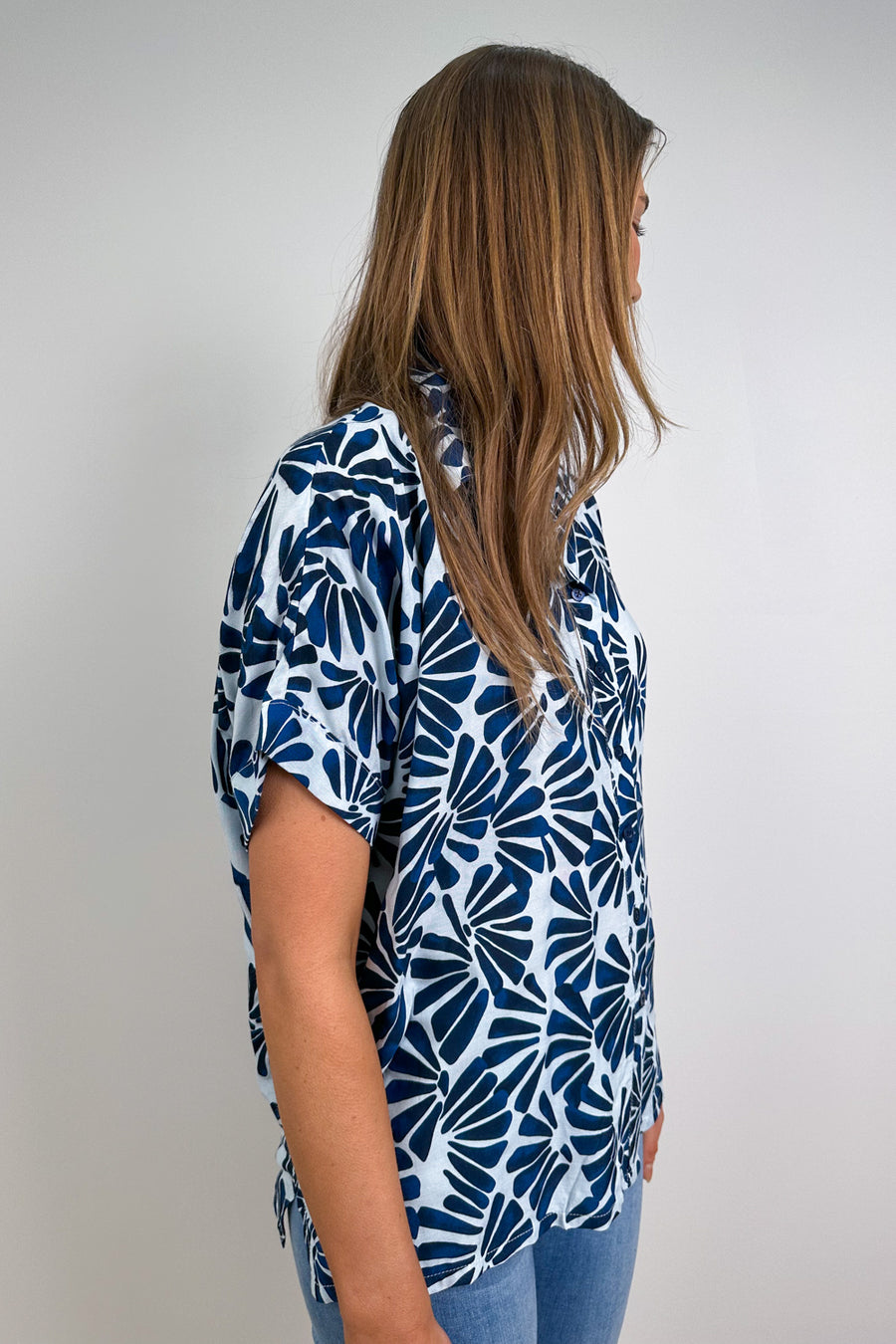 Navy White Print