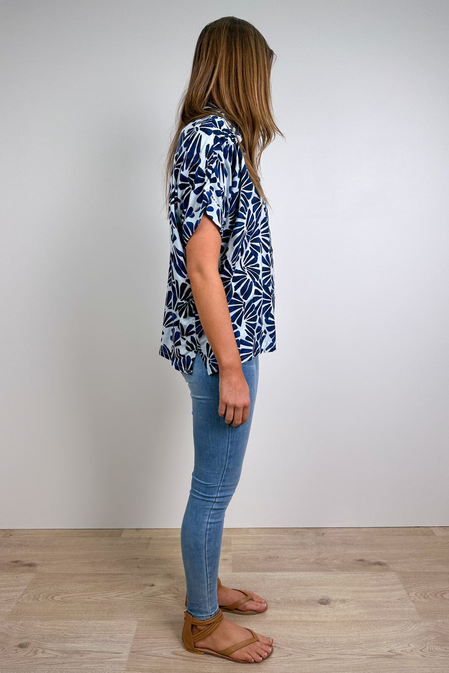 Navy White Print