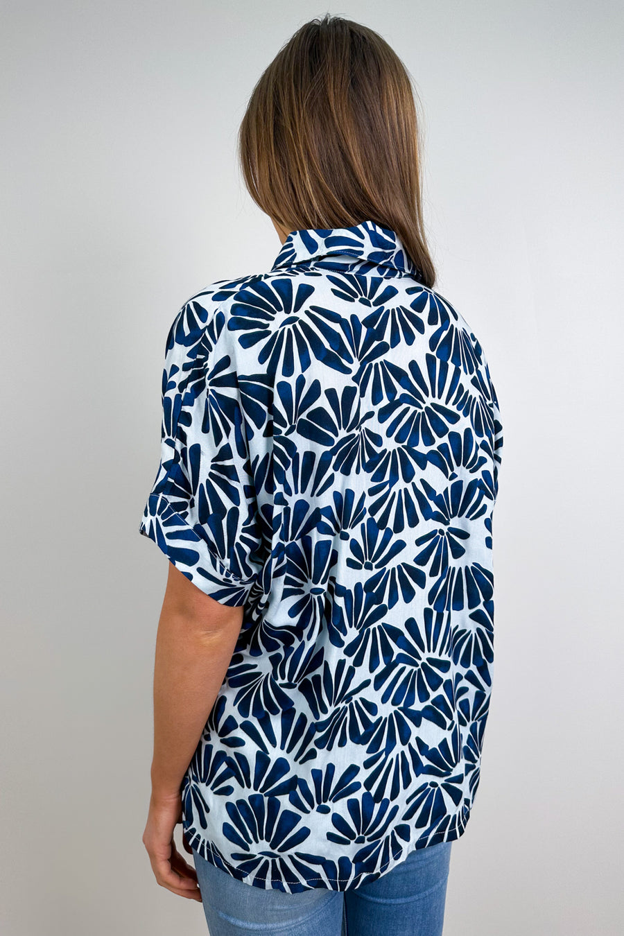 Navy White Print