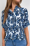 Navy White Print