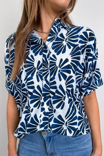 Navy White Print: eve