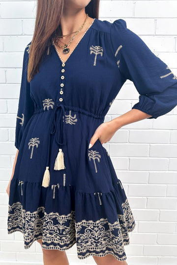 Navy Palm Print: kym
