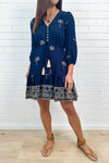 Navy Palm Print