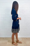 Navy Palm Print