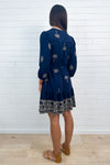 Navy Palm Print