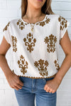 Cream Brown Print