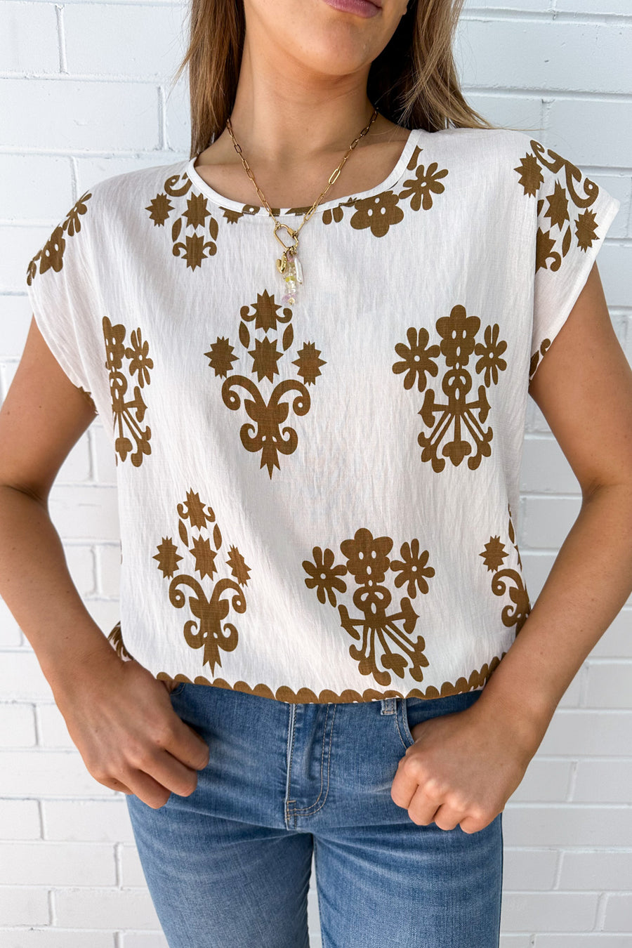 Cream Brown Print