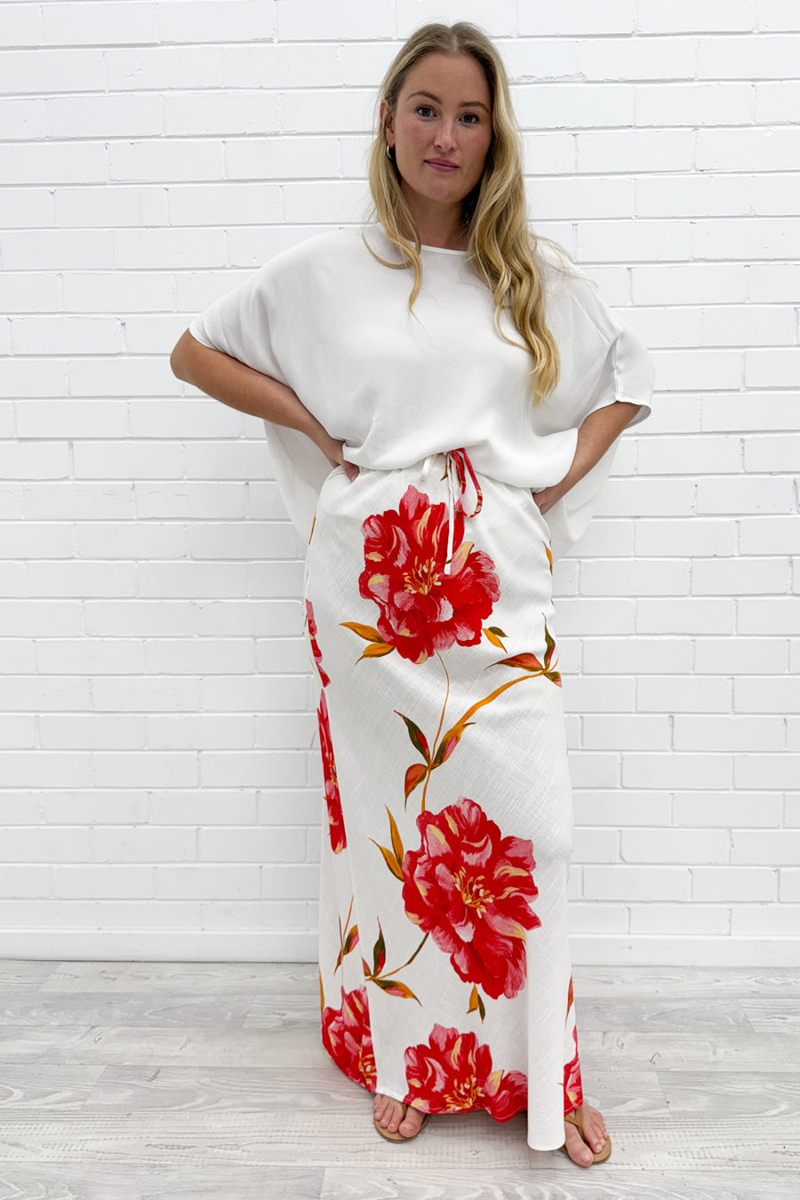 White Red Floral