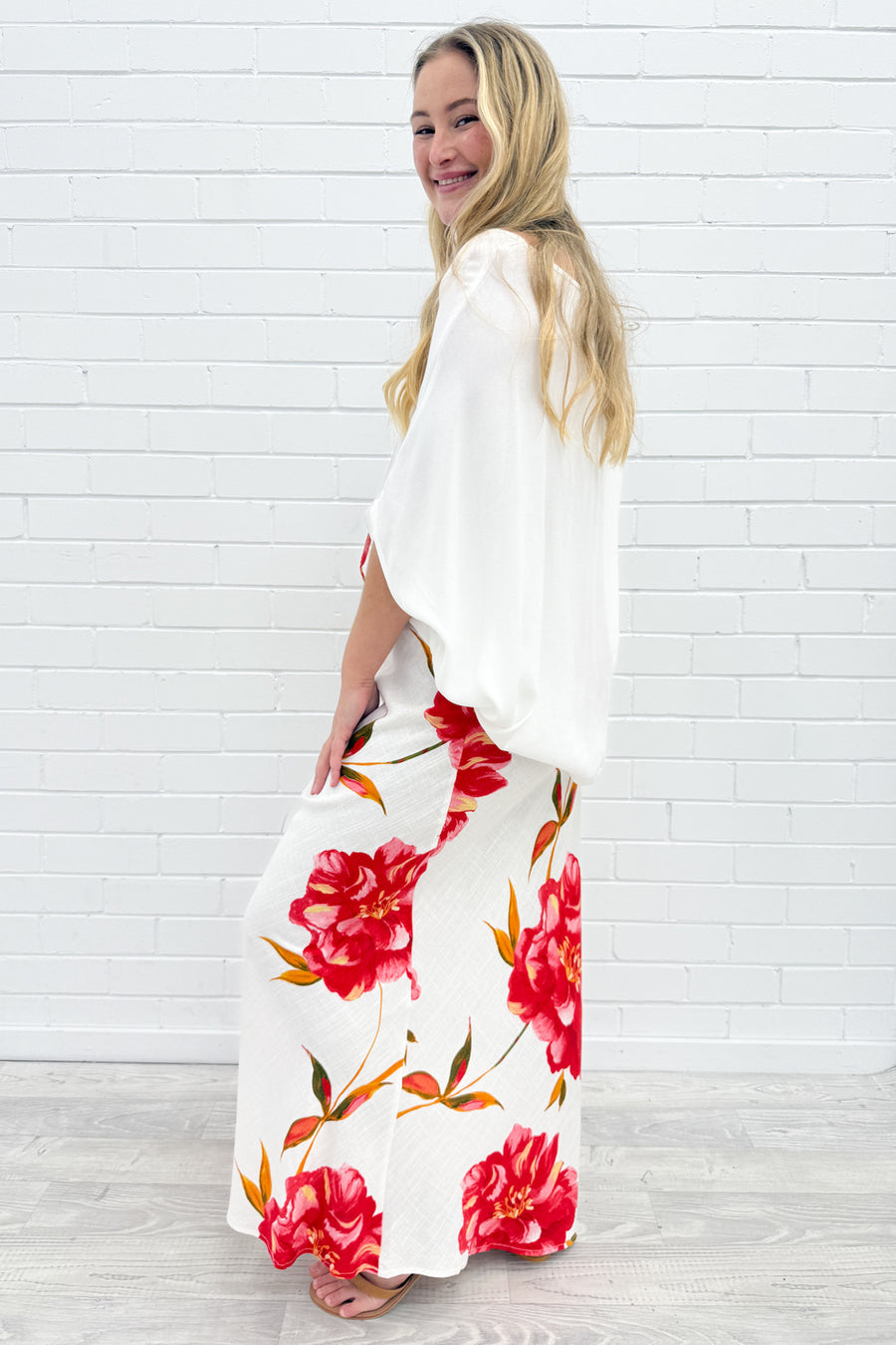 White Red Floral