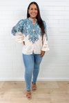 Cream Blue Paisley