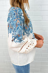 Cream Blue Paisley