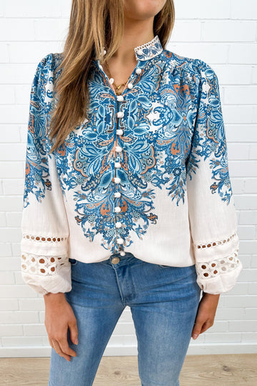 Cream Blue Paisley: eve
