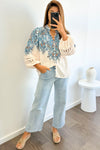 Cream Blue Paisley
