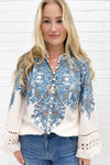 Cream Blue Paisley