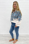 Cream Blue Paisley
