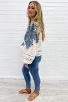 Cream Blue Paisley