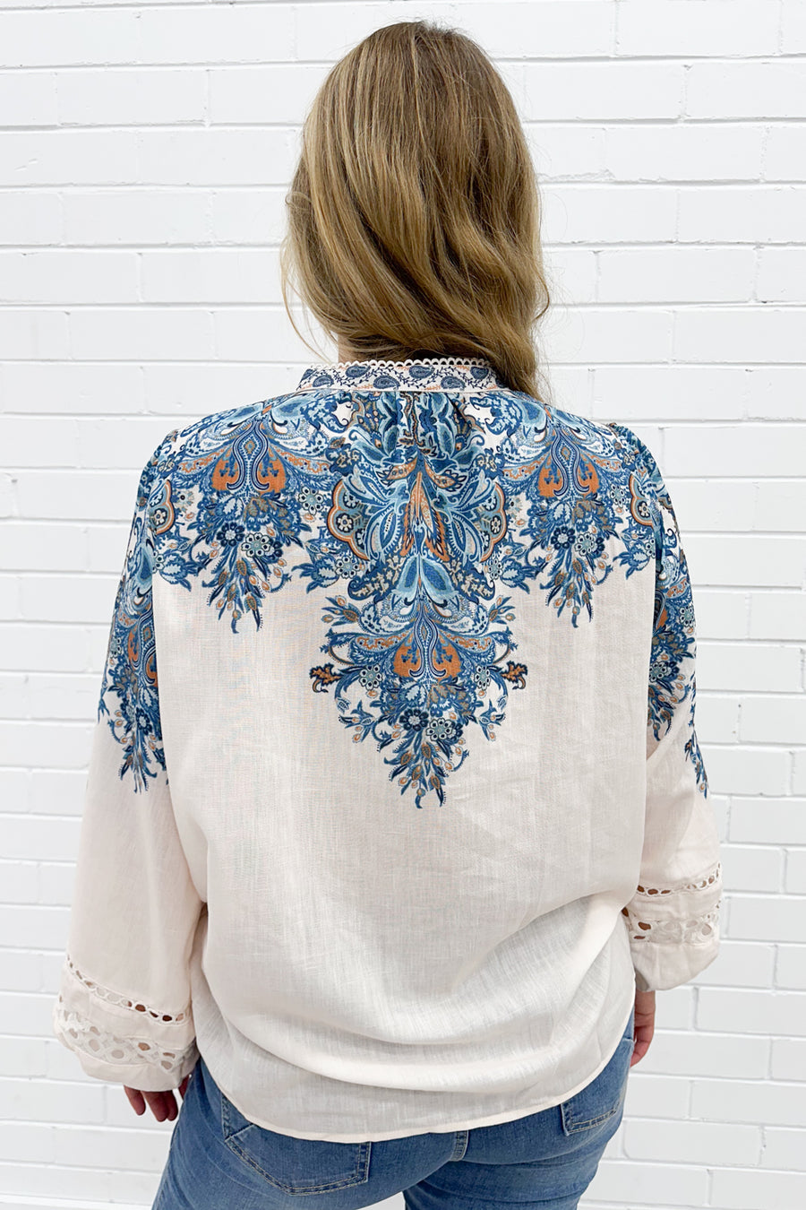 Cream Blue Paisley