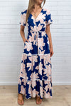 Peach Navy Floral